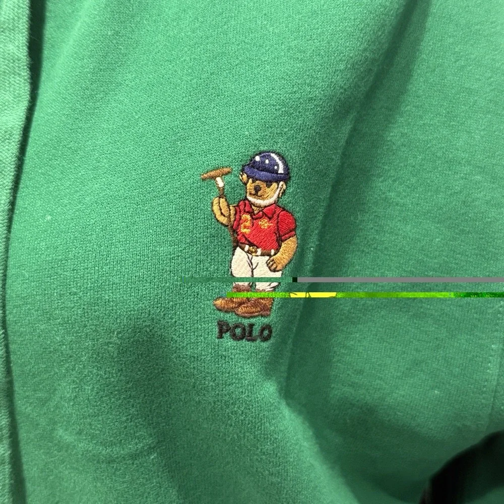 Polo Ralph Lauren Polo Bear Zip Hoodie Green Fleece Sweatshirt Men's S